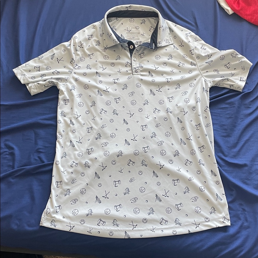 Swannies Polo Shirt with Blue Pattern